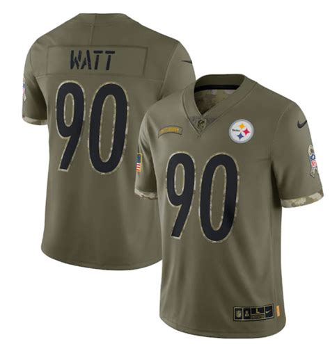 Men S Pittsburgh Steelers 90 T J Watt 2022 Olive Salute To Service