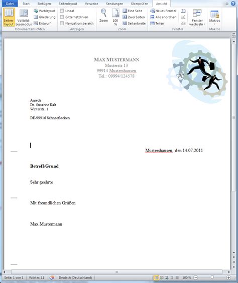 Microsoft Word Briefkopf Briefvorlage Erstellen Und Gestalten