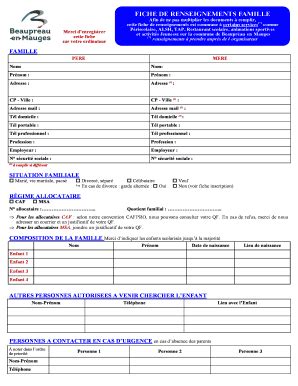 Fillable Online Fiche De Renseignements Famille Fax Email Print Pdffiller