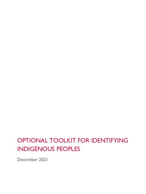 Fillable Online OPTIONAL TOOLKIT FOR IDENTIFYING INDIGENOUS PEOPLES