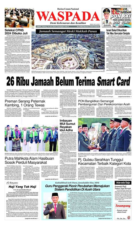 WASPADA Edisi Jumat 14 Juni 2024 WASPADA Arsip Cover Koran