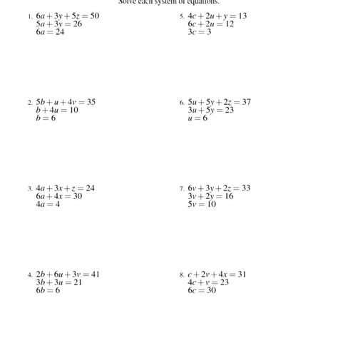 Solving Systems Of Equations Using All Methods Worksheets