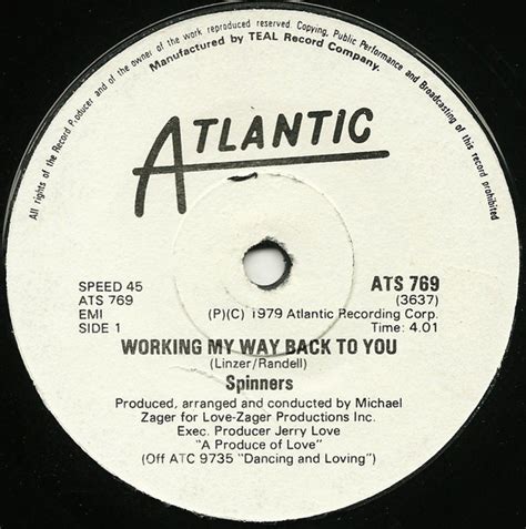 Spinners Working My Way Back To You 1980 Vinyl Discogs