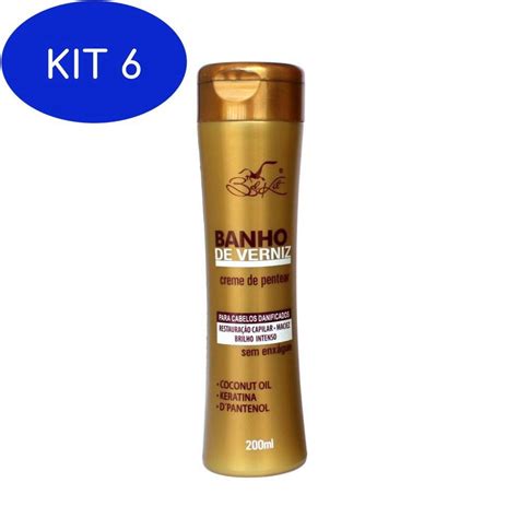 Kit 6 Banho De Verniz Creme Para Pentear Profissional Belkit 200Ml