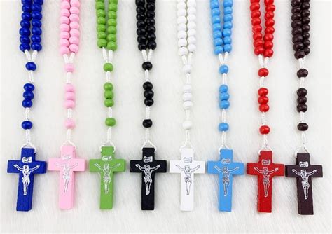 Small Colorful Wood Rosaries Rosarios De Madera De Color