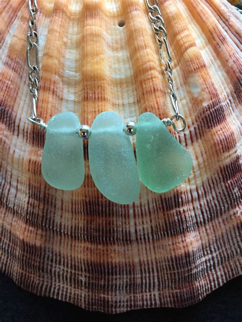 Sea Foam Sea Glass With A Sterling Chain Necklace Sisters Jewelry Designs