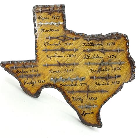 Authentic Vintage Barbed Wire Display Texas Wood Plaque 14 Cuts