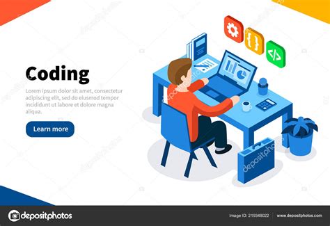 Programmer At Work Concept Coding Or Online Programming Education