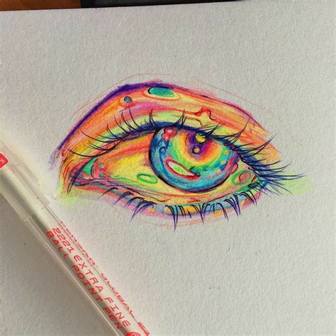 Colorful Eye Drawing With Colored Pencils