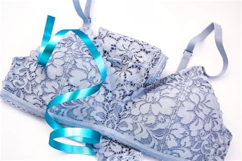 Lacy Blue Lingerie Womens Underwear On White Background Shadows Stock Image Image Of Line