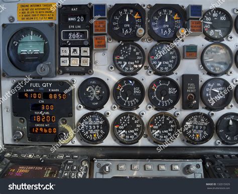 Aircraft Cockpit: Engine And Fuel Instruments In Flight. Stock Photo 132015929 : Shutterstock