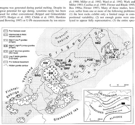 Generalized geological map of the Erzgebirge, showing the regional ...