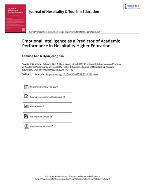 Pdf Emotional Intelligence As A Predictor Of Academic Performance In