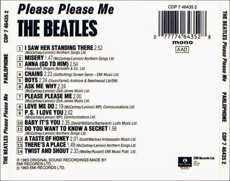 Please Please Me CD tray back