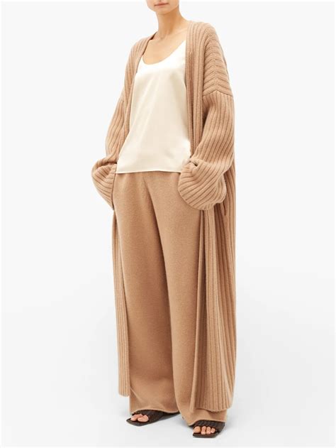 Belted Rib Knit Cashmere Maxi Cardigan Raey Maglieria Donna