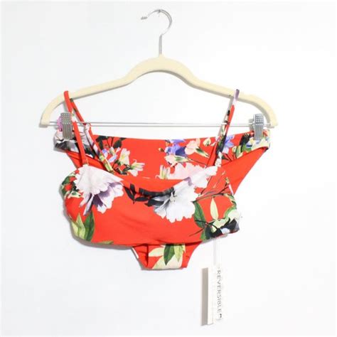 Tinibikini Swim New Tinibikini Red Floral Reversible Bikini Set