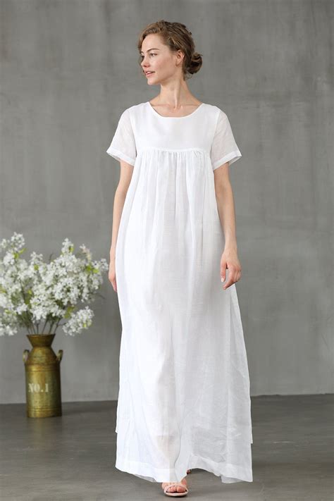 White Maxi Linen Maxi Wedding Dress Linennaive Linen Dresses White