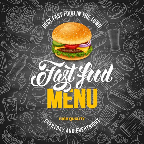 Fast Food Menu Template Stock Vector Illustration Of Line