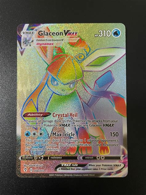 Pokemon Tcg Glaceon Vmax 208203 Hyper Rare Sword And Shield Evolving Skies Pokemon Card