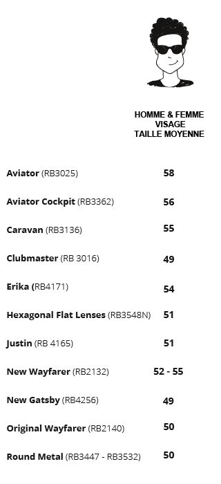 Ray Ban Sunglasses Sizing Chart