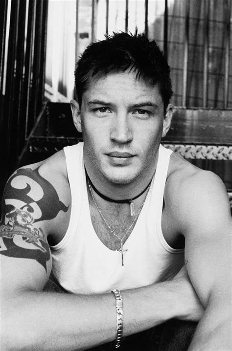 Tom Hardy Right Arm Tattoo Black and White Wallpaper