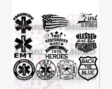 Thank You First Responders Medical Emt Fire Department Police Svg Png