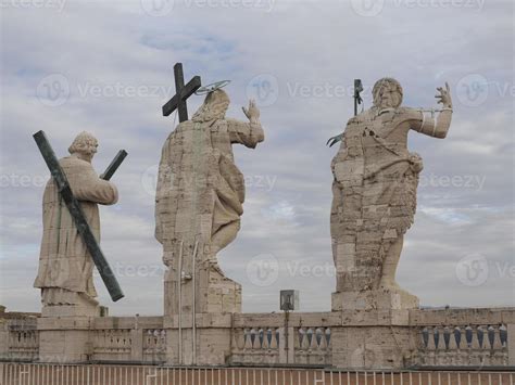 Saint Peter Basilica Rome View From Rooftop Statue Detail