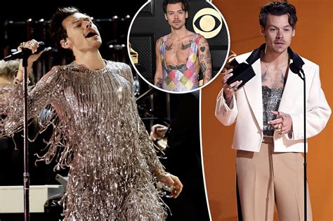 Harry Styles Hits Grammys 2023 Stage In Sequin Fringe Jumpsuit