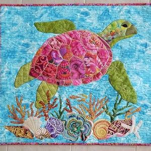 Sea Turtle Fusible Applique Quilt Wallhanging Pattern Etsy