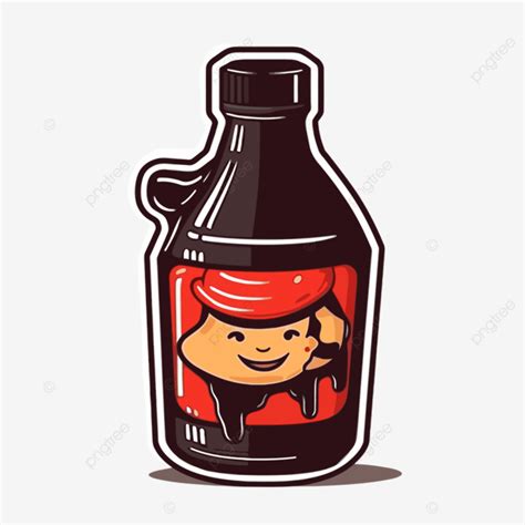 Botol Sirup Dengan Desain Gaya Kartun Di Atasnya Clipart Vektor Desain