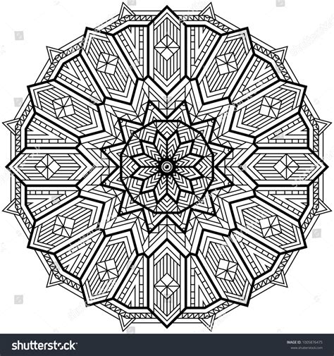 Geometric Mandala Coloring Book Page Zigzag Stock Vector Royalty Free