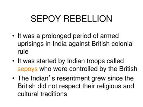 PPT - UNIT 8 THE SEPOY REBELLION PowerPoint Presentation, free download ...