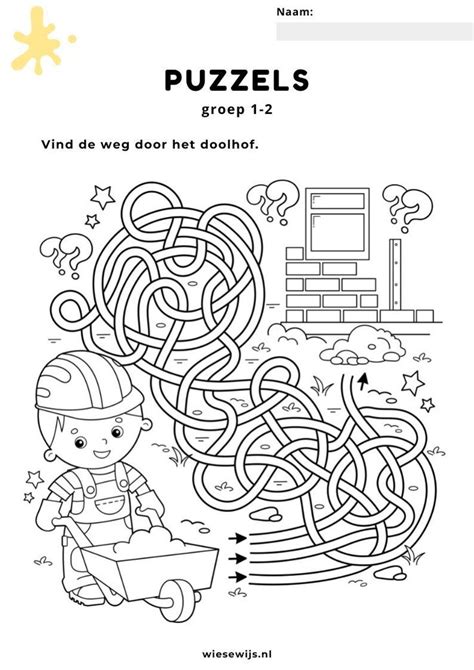 Werkblad Puzzels Groep 1 2 Doolhof Thema Beroepen Wiesewijs In 2023