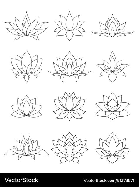 Set Of Lotus Mehndi Flower Pattern For Henna Vector Image