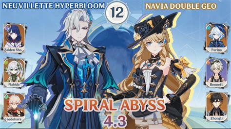 Spiral Abyss C Neuvillette Hyperbloom C Navia Double Geo