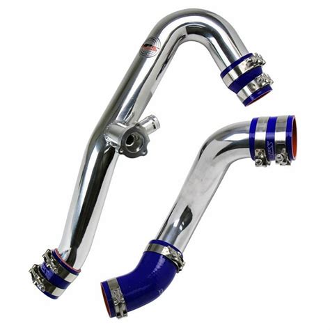 HPS Polish Intercooler Hot Charge Pipe And Cold Side With Blue Hoses 15