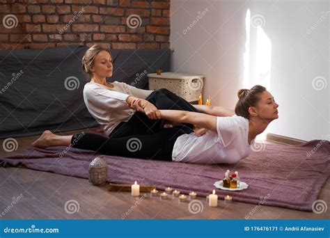 Relax And Enjoy In Spa Salon Getting Thai Massage By Professional Masseur Stock Image Image