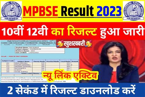 Mp Board Matric Inter Result Out