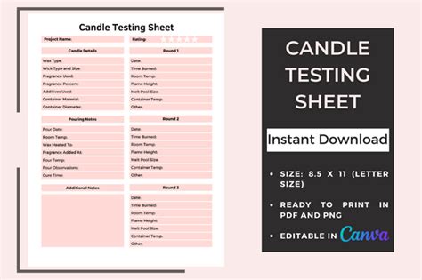 Candle Testing Sheet Printable Grafica Di BKS Studio Creative Fabrica