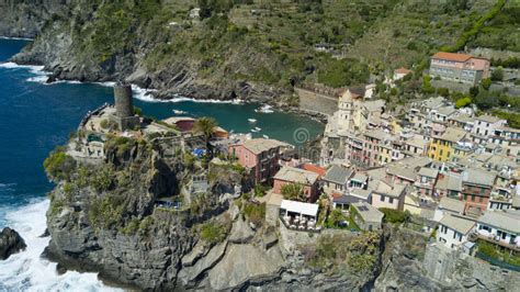 Aerial Photo Shooting With Drone On Vernazza One Of The Famous