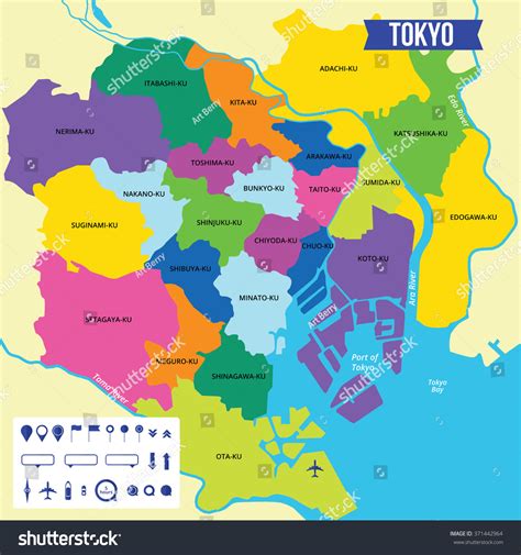 Vector Color Map Tokyo Capital Japan Stock Vector Royalty Free