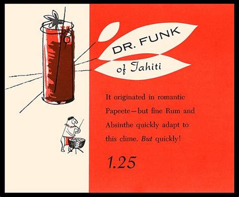 1950s 1960s Table Card Dr Funk Of Tahiti Cocktail Table Card From