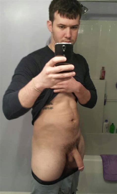 Man With Semi Hard Cock Taking Selfie Nude Men Post