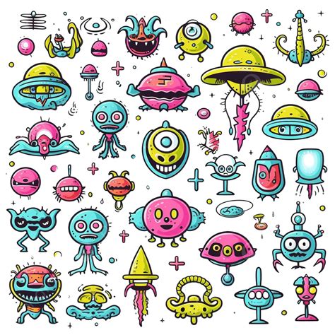 Planetarium Doodle Space Wars Alien Collection Set Sticker Doodle