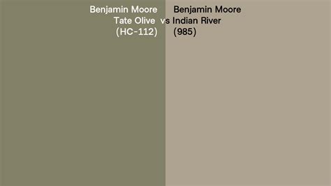 Benjamin Moore Tate Olive Vs Indian River Side By Side Comparison