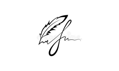 Vector Logo With An Abstract Image Of An Ink Pen And Signature Stock
