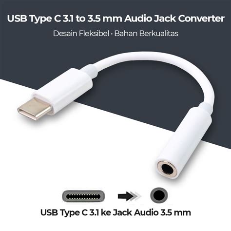 USB Type C 3 1 To 3 5 Mm Audio Jack Converter L41 White