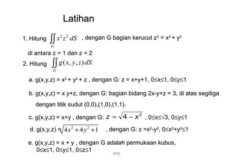 Integral Permukaan Kalkulus Peubah Banyak Ppt