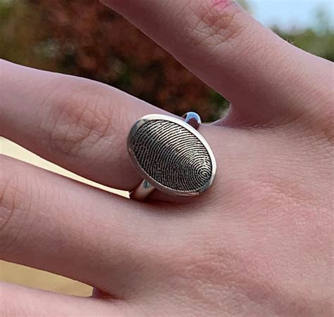 Sterling Silver Custom Oval Fingerprint Signet Ring Brentandjess