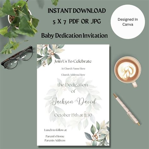 Babys Dedication Invitation Instant Download Editable Printable